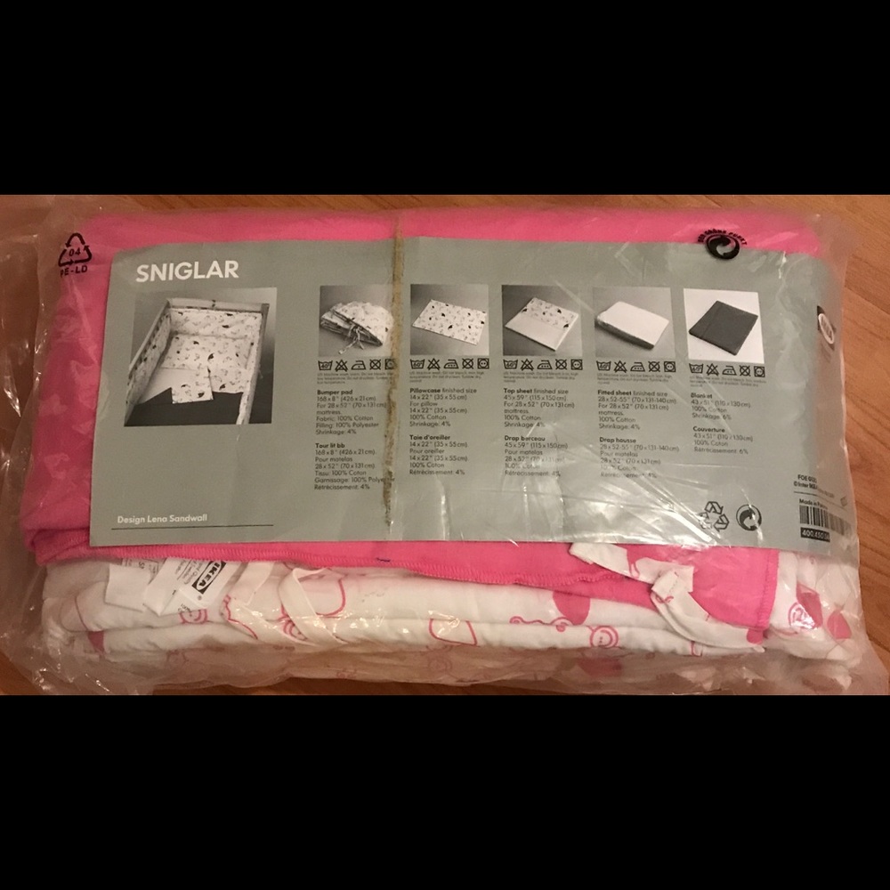 New Ikea baby crib baby girl bedding sheet blanket